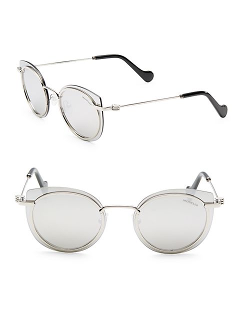 Moncler - 56MM Laser-Cut Mirrored Cat Eye Sunglasses