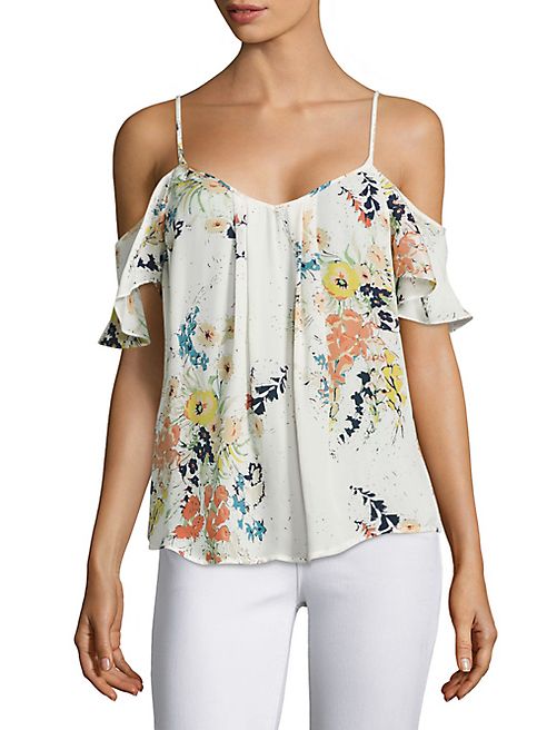 Joie - Adorlee Floral-Printed Silk Cold Shoulder Blouse