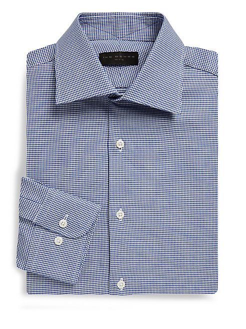 Ike Behar - Regular-Fit Houndstooth Dobby Cotton Dress Shirt