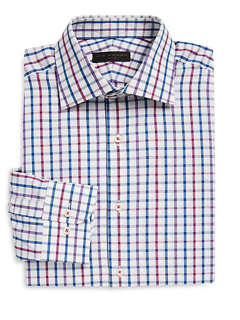 Ike Behar - Multi-Check Cotton Poplin Dress Shirt