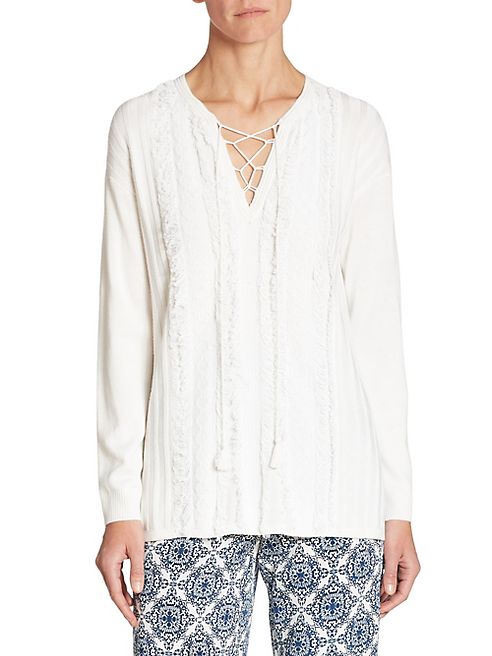 St. John - Lace-Up Fringe Tunic