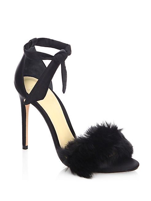 Alexandre Birman - Clarita 100 Rabbit Fur & Satin Ankle-Strap Sandals