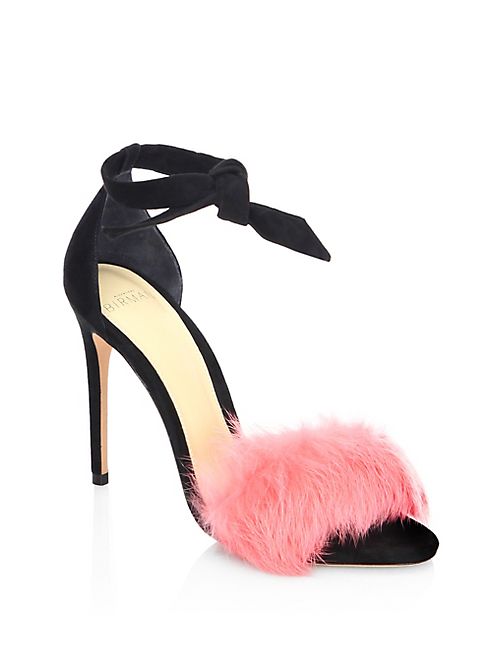 Alexandre Birman - Clarita 100 Rabbit Fur & Suede Ankle-Strap Sandals