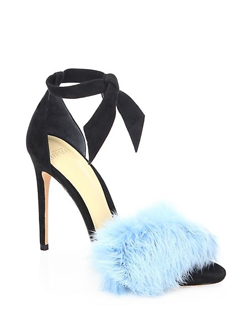 Alexandre Birman - Clarita 100 Rabbit Fur & Suede Ankle-Strap Sandals