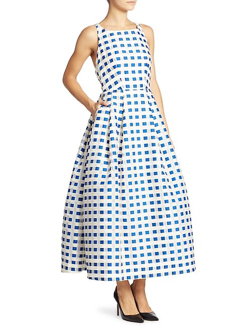 MILLY - Checkered Crisscross Back Dress