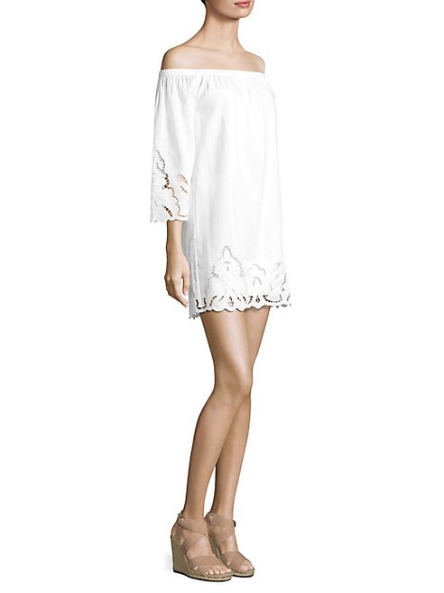 Polo Ralph Lauren - Embroidered Off-The-Shoulder Linen Dress