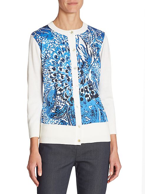 St. John - Lotus Printed Cardigan