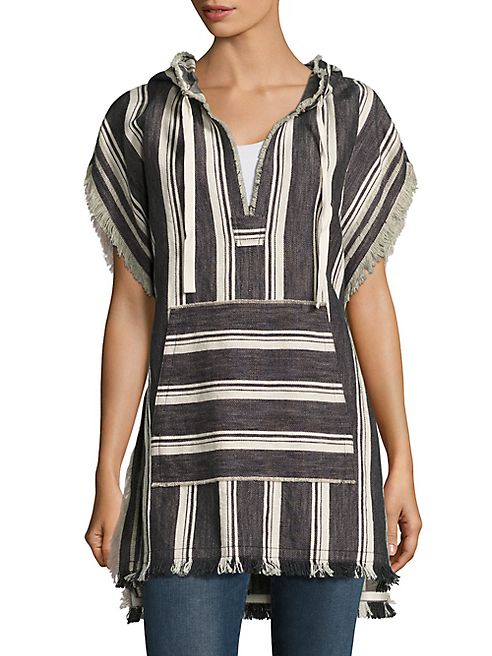 Theory - Asmid Striped Cotton & Linen Poncho