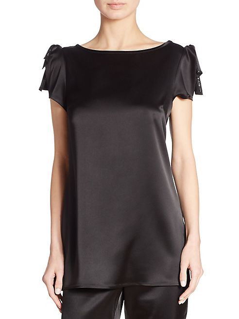 St. John - Satin Cap Sleeve Top