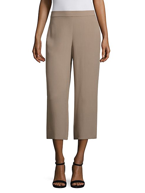 Eileen Fisher - Silk Georgette Wide Cropped Pants