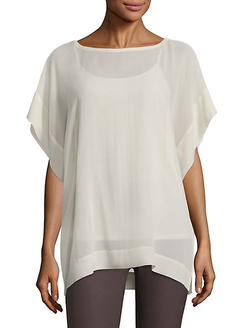 Eileen Fisher - Silk Georgette Kimono Box Top