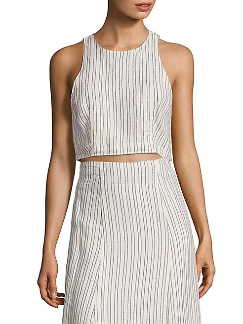 Theory - Nikayla Striped Linen Cropped Top