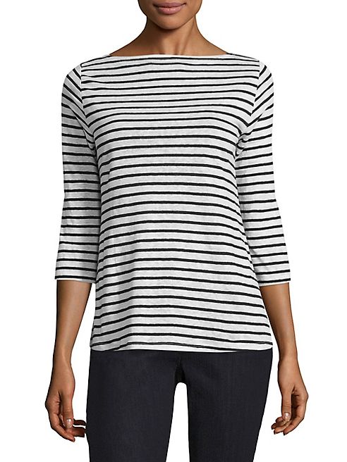 Eileen Fisher - Linen Striped Boatneck Top