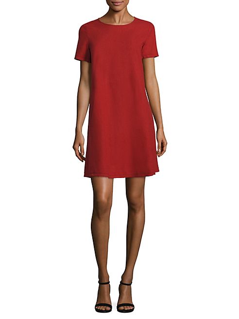 Eileen Fisher - Short Sleeve Silk Noil Shift Dress