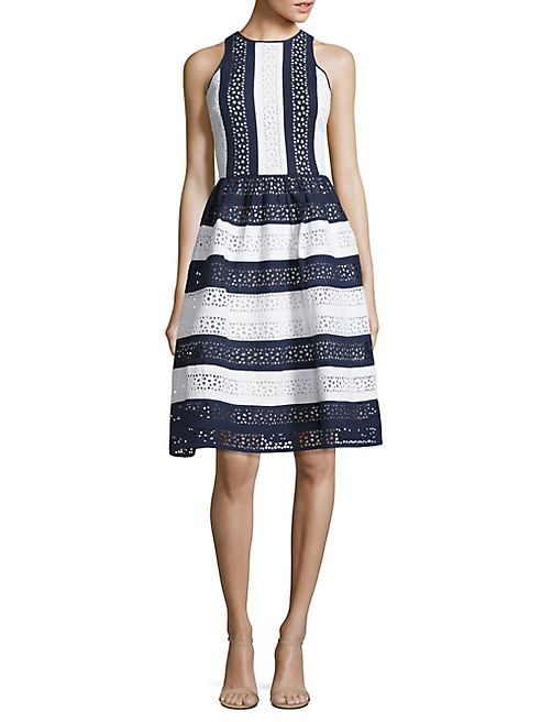 MICHAEL MICHAEL KORS - Multi Eyelet Two-Tonal Dress