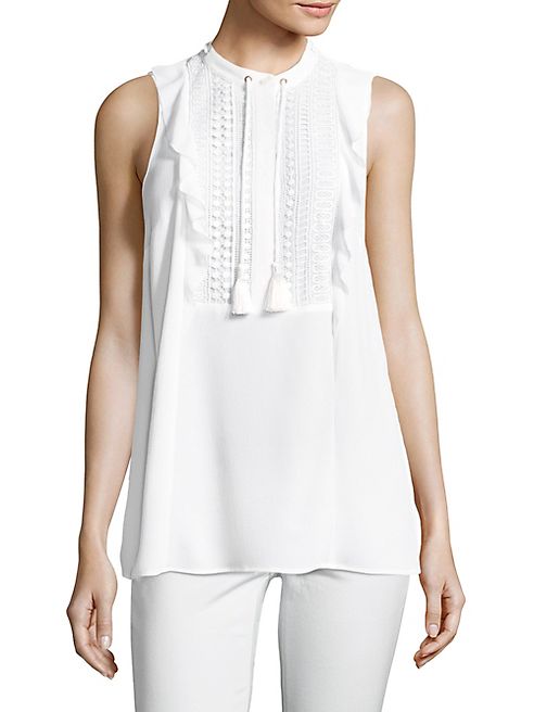 MICHAEL MICHAEL KORS - Ruffled Crepe & Lace Top