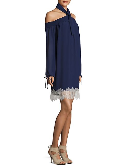 MICHAEL MICHAEL KORS - Cold-Shoulder Lace Hem Dress