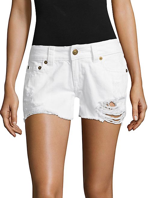 True Religion - Kiera Distressed Cut-Off Denim Shorts