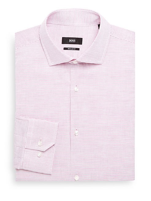 HUGO BOSS - Regular-Fit Micro-Print Dress Shirt