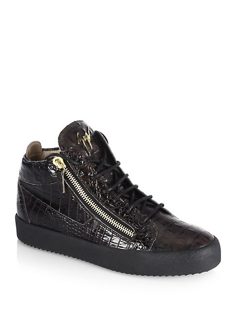 Giuseppe Zanotti - Alligator Embossed Leather Sneakers