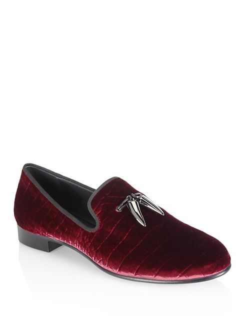 Giuseppe Zanotti - Velvet Croc Slip-On Loafers