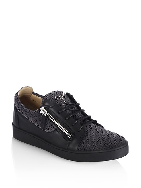 Giuseppe Zanotti - Woven Suede Low Leather Sneakers