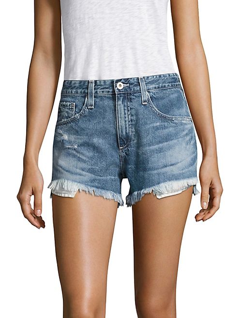 AG - Sadie High-Rise Frayed Denim Shorts