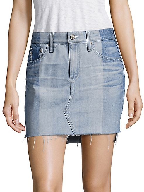 AG - Sandy Colorblock Denim Mini Skirt