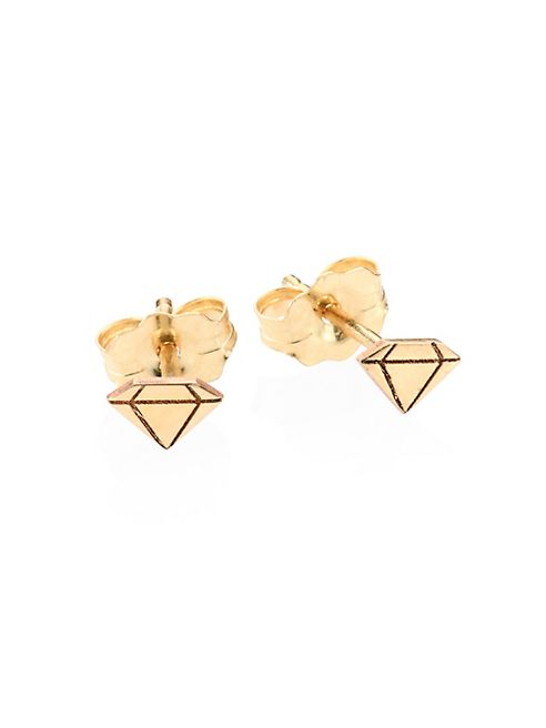 Zoe Chicco - 14K Yellow Gold Itty Bitty Faceted Diamond Stud Earrings