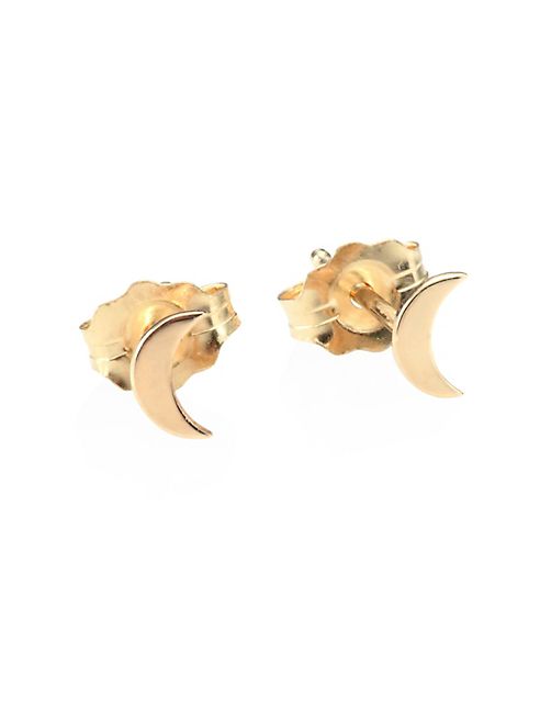 Zoe Chicco - 14K Yellow Gold Itty Bitty Crescent Moon Stud Earrings