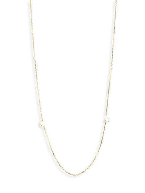 Zoe Chicco - 14K Yellow Gold Itty Bitty Moon & Star Necklace