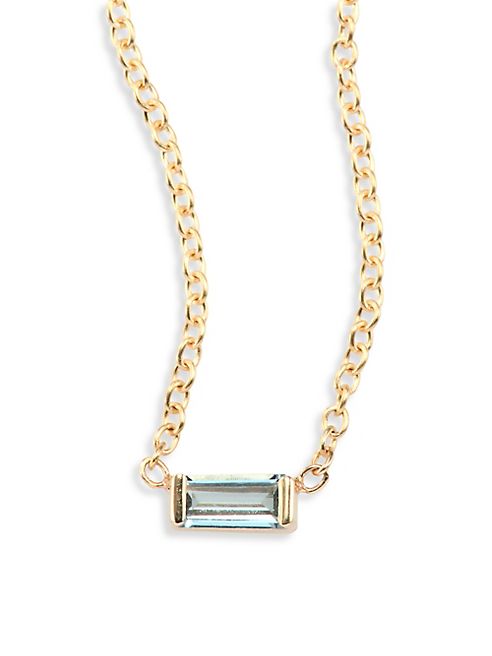 Zoe Chicco - Aquamarine Baguette & 14K Yellow Gold Necklace