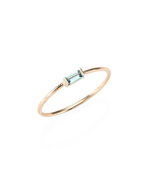 Zoe Chicco - Aquamarine Baguette & 14K Yellow Gold Ring