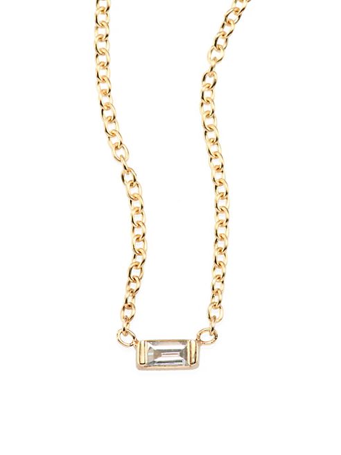 Zoe Chicco - Diamond Baguette & 14K Yellow Gold Necklace