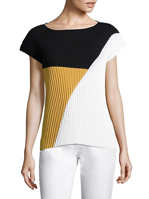 Lafayette 148 New York - Plissé Colorblock Sweater