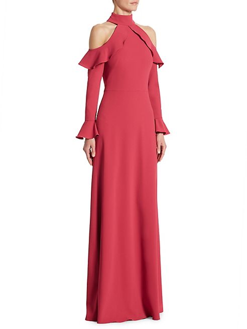 ML Monique Lhuillier - Long Sleeve Cold Shoulder Gown