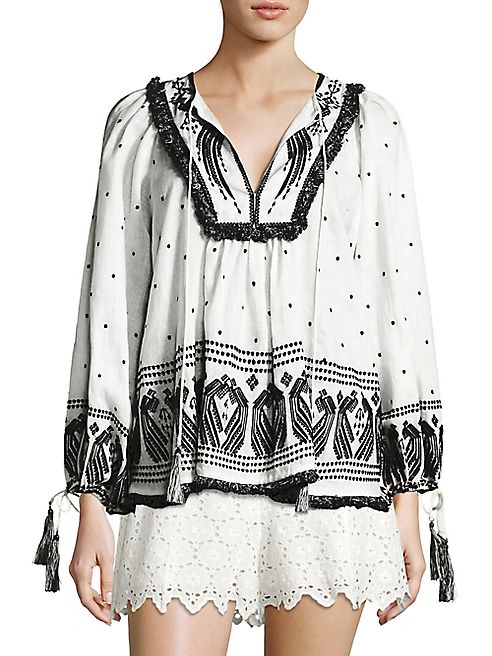 Zimmermann - Divinity Peacock Embroidered Boho Top