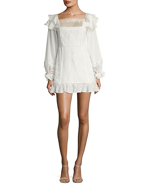 For Love & Lemons - Lace Trim Ruffled Dress