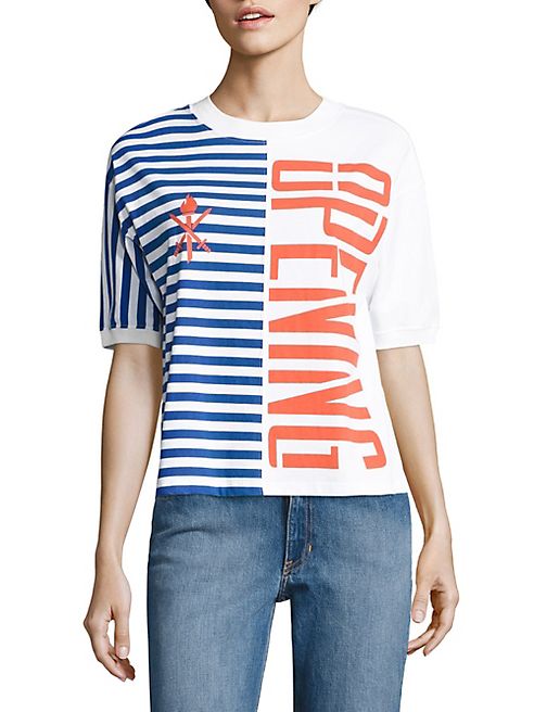 Opening Ceremony - Striped Cotton Logo Tee