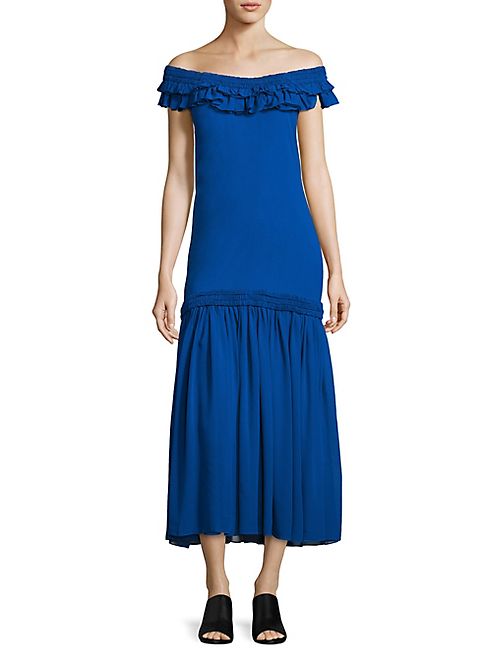 Opening Ceremony - Ruffled Off-The-Shoulder Silk Chiffon Maxi Dress