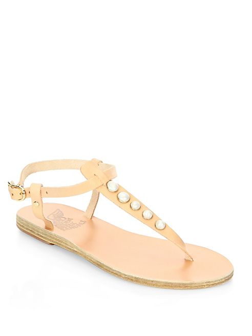 Ancient Greek Sandals - Lito Pearls Leather Sandals