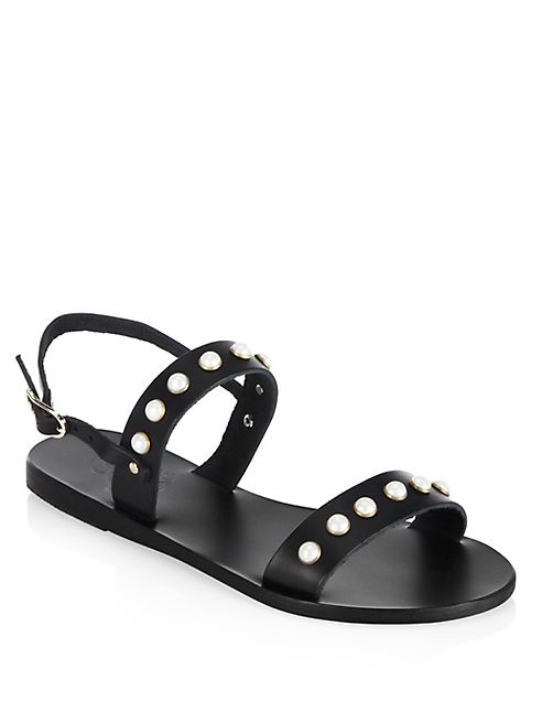 Ancient Greek Sandals - Clio Pearls Leather Sandals