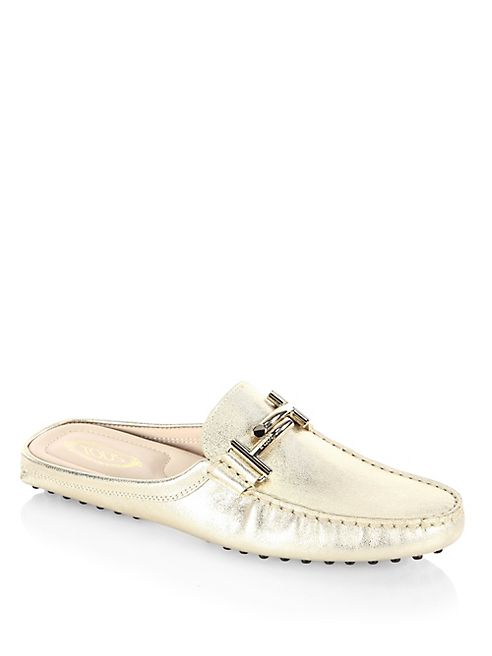 Tod's - Gommini Metallic Leather Sandals