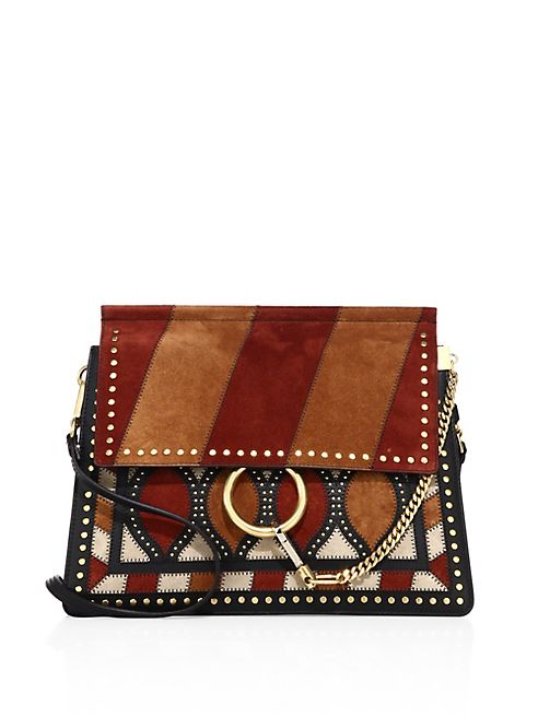 Chloé - Medium Faye Striped Suede Shoulder Bag