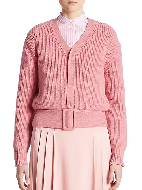 Victoria Beckham - Belted Ribbed Wool Cardigan