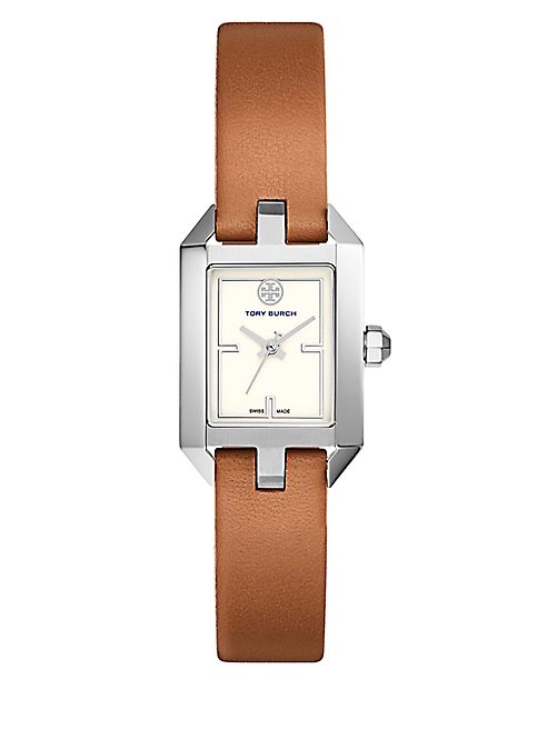 Tory Burch - Dalloway Silvertone Stainless-Steel and Leather Strap Watch