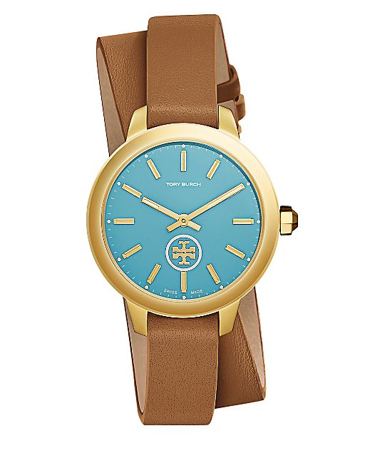 Tory Burch - Collins Goldtone and Leather Strap Watch