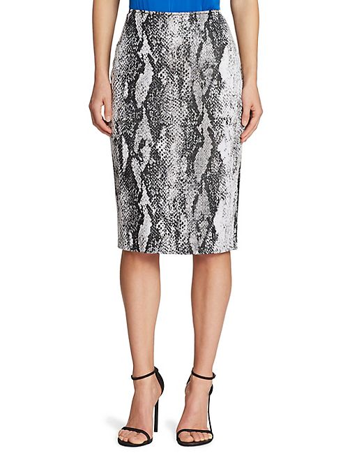 St. John - Snakeskin-Print Pencil Skirt