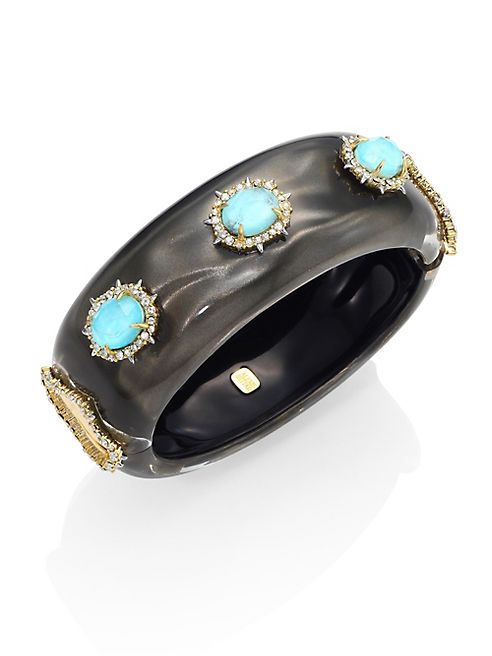 Alexis Bittar - Large Lucite & Crystal Liquid Silk Bangle