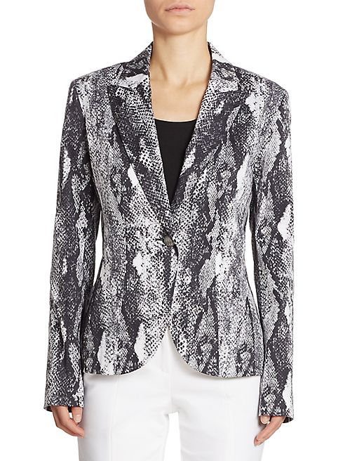 St. John - Snakeskin-Print Stretch Cotton Jacket